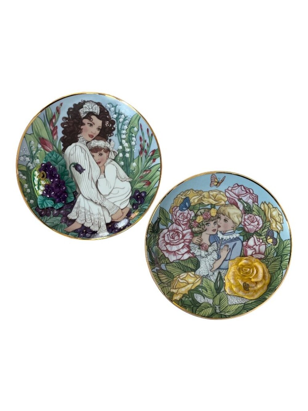 Vintage Franklin Mint Evie Bricusse Musical Collector Plates Set of 2 1992